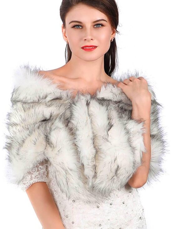 Accessories | Faux Fur Shawl Wraps For Women With 2  Women\'s White-black Faux Fur Shawl Rhinestones Brooch Stylish Wraps and Shawls